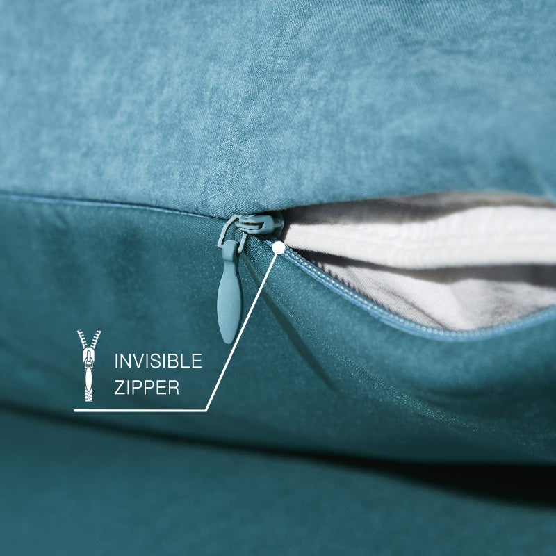 HAPPYMOON Microfiber Pillowcases Standard with Zipper Set of 2 - Breathable Zippered Pillow Covers for Hair and Skin, Soft Brushed Pillow Cases 2 Pack, 20 x 26 Inches, Teal - Image 4